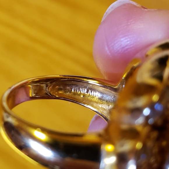 GOLD PLATED, FLOWER RING, SIZE 6, PAVE CRYSTAL - Picture 10 of 10